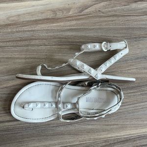 White Patent Studded Strappy Sandals Sz7